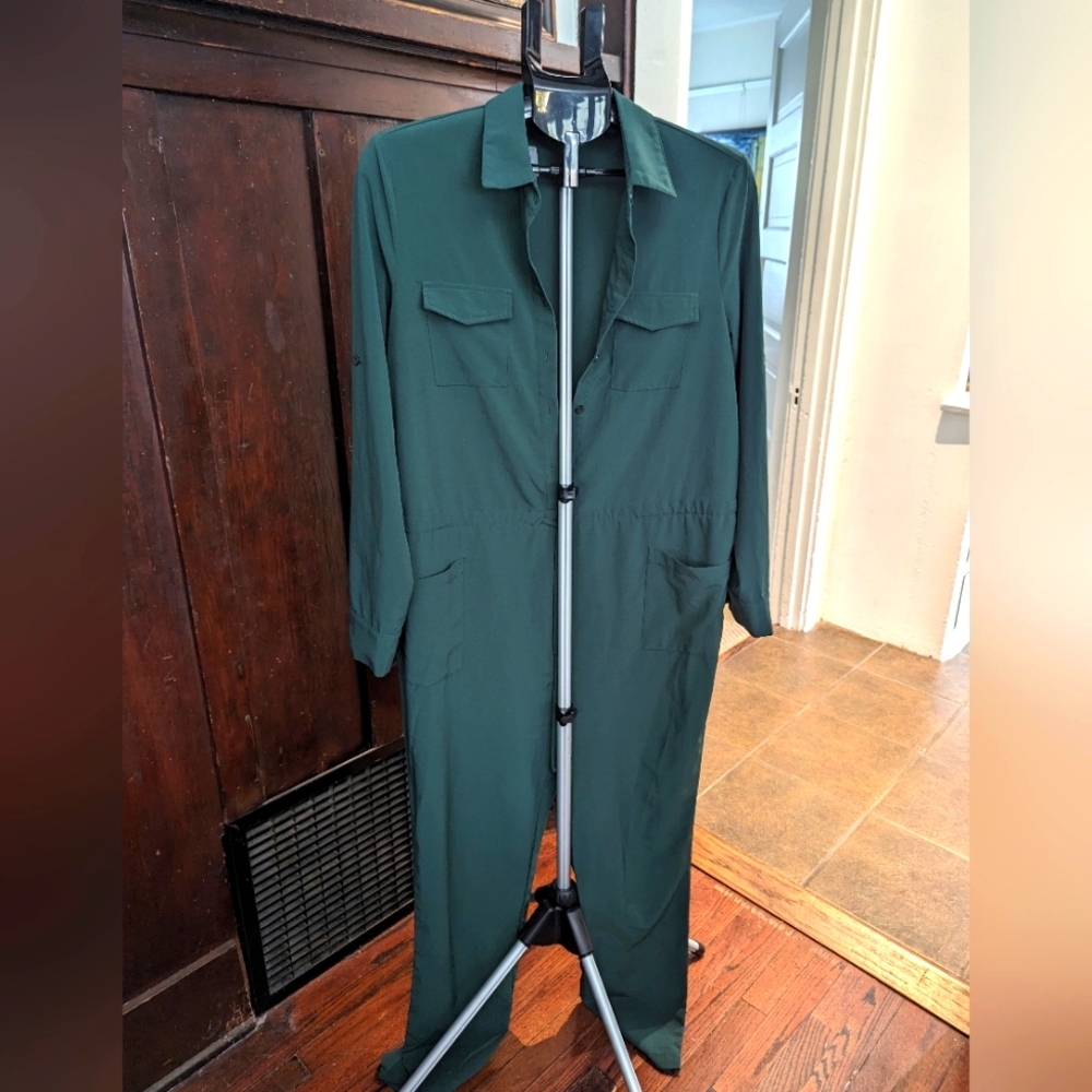 Emerald green one piece jumpsuit size L